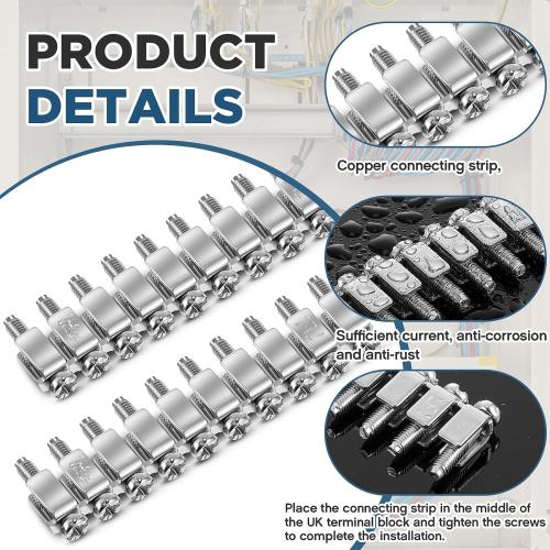 Zonon 10 Pcs FBI-10-6 Fixed Bridge Jumper 10 Pole Terminal Block Jumper Insert Pull Bridging Matching for Din Rail Terminal Block Matching UK2.5B UK5N