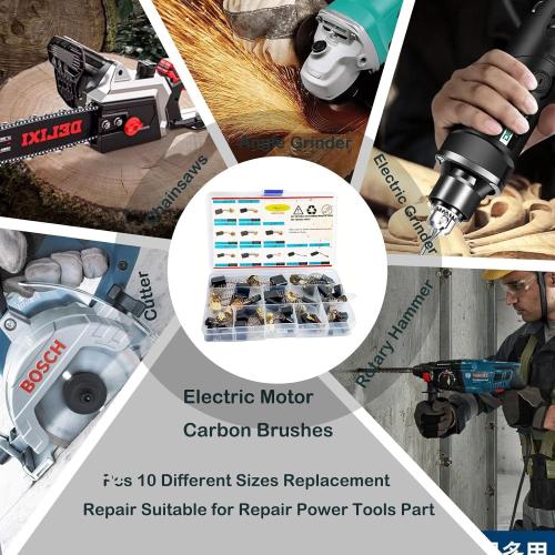 2pck Electric Motor Carbon Brushes 40Pcs 10 Different Sizes Replacement Repair Suitable for Repair Power Tools Part