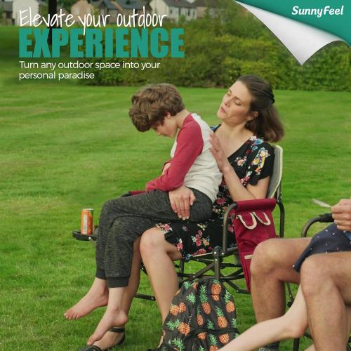 SUNNYFEEL Oversized Camping Directors Chair, Portable Folding Lawn Chairs for Adults Heavy Duty with Side Table,Pocket for Beach, Fishing,Picnic,Concert,Tailgating, Outdoor Foldable Camp Chair
