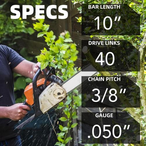 [4 Pieces] 10 Inch Chainsaw Chain with Replacement Guide Bar S40 3/8 LP Pitch .050 Gauge 40 Drive Links, 10 Chains Fit For Remington, Sunjoe, Greenwork, Echo, Craftsman and more (3Chains 1Bar)