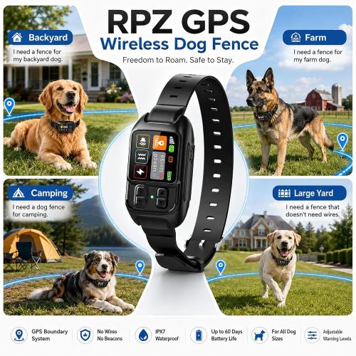 RPZ GPS Dog Collar Fence System, Wireless Dog Fence System