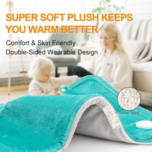 Heating Pad for Neck and Shoulders and Back, Christmas Birthday Gifts for Women Mom Wife Men Dad, Mothers Day Gifts, Weighted Neck and Shoulder Heating Pads, 6 Heat Settings 4 Auto-Off,17x23 Blue
