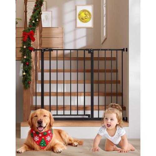 InnoTruth 29.5–40.75 Baby Gate for Stairs, 30 Tall Dog Gates for Doorways & Hallways, Safety Gate for Kids & Pets, Pressure-Mounted Walk-Through with Dual Lock & 2-Way Swing, Black