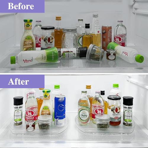 360° Rotating Lazy Susan Turntable Organizer - Multifunctional 11.8 x 8.7 Rectangular Organizer for Refrigerator, Cabinet, Pantry, and Kitchen Countertop