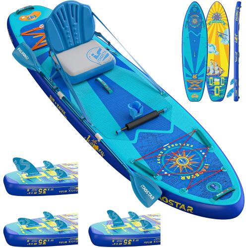 Journey 11'6 / 11'×34 / 11'×35 Extra Wide Paddle Board, One-Stop Premium SUP Board Accessories, Tailored Fins, Stable Inflatable Stand Up Paddle Boards for Youth/Adults of All Skill Levels