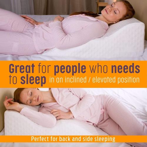 Aeris Wedge Pillow for Sleeping, Acid Reflux, and Snoring - Memory Foam Bed Wedge, 19-Degree Incline - Post-Surgery Recovery, Reading, Leg Elevation - Machine-Washable Cover