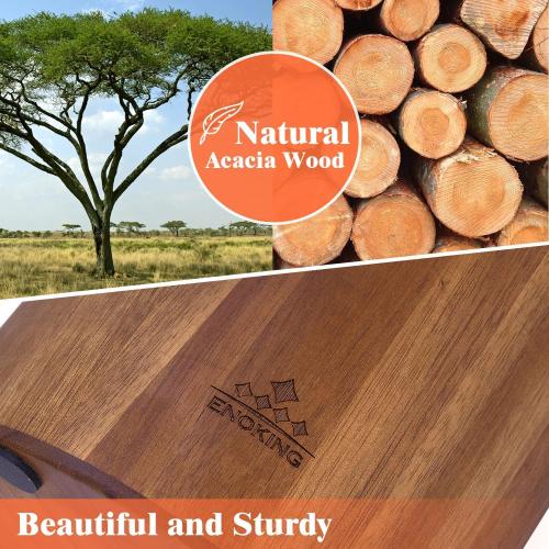 Enoking Universal Knife Block Holder with Plastic Lid, Acacia Wood Knife Block without Knives for Scissors, Sharpening Rod and Knives, Round Knife Storage Organizer Display