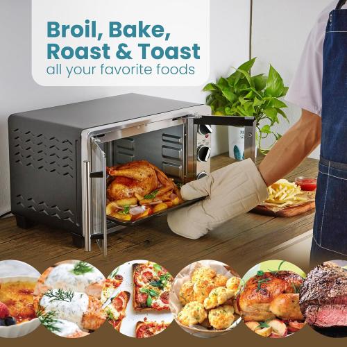 Elite Gourmet ETO2530M Double French Door Countertop Toaster Oven, Bake, Broil, Toast, Keep Warm, Fits 12 pizza, 25L capacity, Stainless Steel & Black