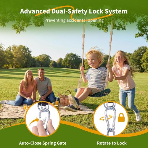 Weatherproof Swing Seat Heavy Duty with 70 Rope Support 264lb | Playground Swing Set Replacement for Kid Outdoor Backyard, Non-Slip & Ergonomic, Straps & Carabiners, Adjustable Rope, Green