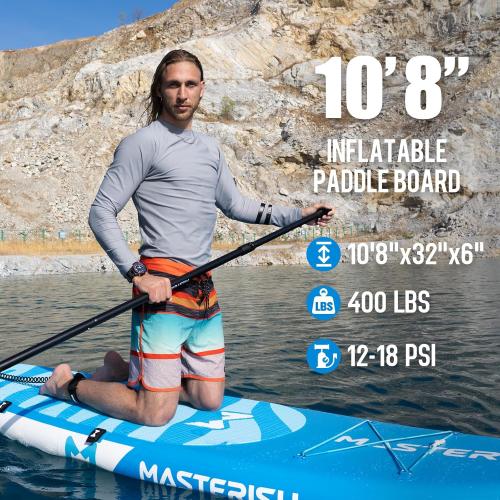 Inflatable Stand Up Paddle Boards with Premium SUP Paddle Board Accessories，10'8'' Paddle Boards Water Ripple Design,Wide Stable Non-Slip Comfort Deck for Adult & Youth