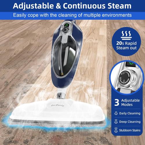 GorFanty Steam Mop - 10-in-1 Floor Steamer MultiPurpose Steam Cleaner | Detachable Handheld for Hardwood/Tile/Laminate All Floors Carpet Cleaning with 11 Accessories for Whole Home Use(Blue) ‼️used‼️