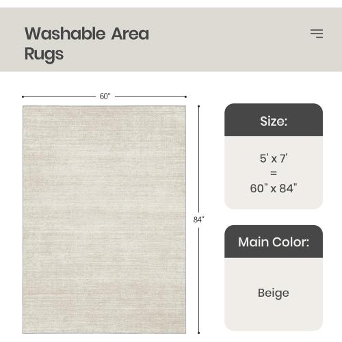 Valenrug Washable Rugs 5x7 - Stain Resistant 5x7 Area Rugs for Living Room, Non Slip Backing Printed Rugs for Bedroom, Folable Machine Washable Area Rug (5'x7', Beige)