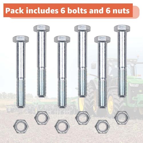 Grade 5 Shear Bolt Kit Compatible with Rotary Cutters & Bush Hog - 1/2x3.5 Nylock Nuts, 6 Pack (Lusperi)
