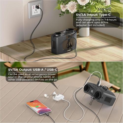 Portable Waist Fan, USB charger cable not included. 20000mAh Rechargeable Personal Belt Fan, 16000RPM Shirt Fan, Dual Motors & Smart Display, 40H Cooling Body Fan for Outdoor Work Camping Travel Warehouse Hot Weather Essentials