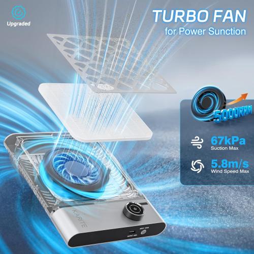Karite Nail Dust Collector, Upgrade Vacuum Dust Collector with Filter & 30pcs Papers, 5000RPM Power Suction, 6000mAh Rechargeable Dust Collector Nail Tech, Cordless for Easy Use and Cleaning
