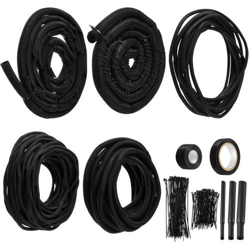 Nuanchu Split Wire Loom Sleeve Master Kit Complete Vehicle Cord and Hose Protection from Pets No Chew Include Split Sleeve Fabric Heat Shrink Tubing Silicone Tape Locking Ties Electrical Tape