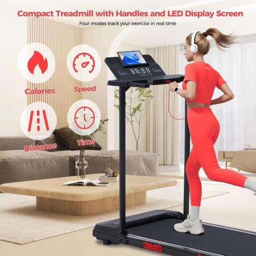 Walking Pad with Incline and Handle Bar, Compact Portable Walking Pad Treadmills for Home/Apartment with Handles,3.0HP Small Electric Treadmill with Incline for Small Space, 0.6-7.6MPH, 350LBS