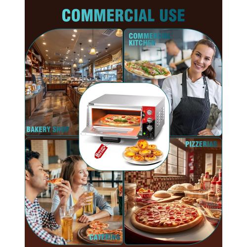 Size 16 color silver WantJoin 16 Inch Indoor Pizza Oven Countertop - ETL Listed, Electric Pizza Ovens with Pizza Stone, 60-Min Ring Timer, for Home and Restaurant, 1600W