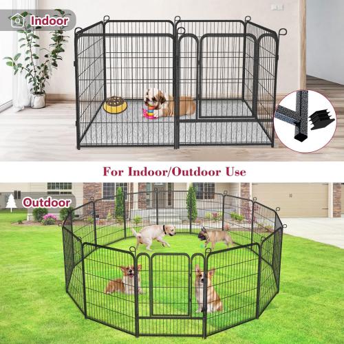 Dog Playpen,  Size 32inch 10 Panels Outdoor Dog Fence Indoor Dog Pen Anti-Rust Pet Puppy Pen Dog Exercise Pen with Lock for Medium Small Dogs, Portable Pet Fence for Yard RV Camping