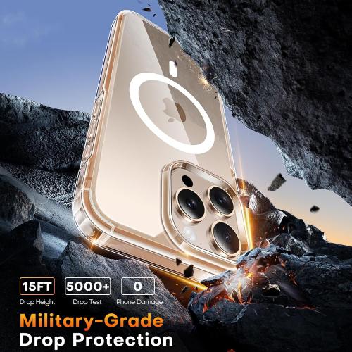 TAURI for iPhone 16 Pro Max Case, Compatible with MagSafe, with Screen Protectors, Not-Yellowing Military-Grade Protection, Shockproof Slim Magnetic Case for 16 ProMax 6.9, Clear