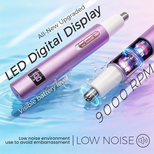 Yunmiss LED Display Eyebrow & Nose Hair Trimmer Clipper for Men Women,2026 Rechargeable 2 in 1 Painless Ear & Facial Hair Trimmer with Powerful Motor and Dual-Edge Blades Easy Cleansing (Purple)