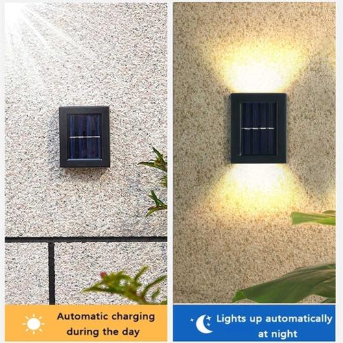 ASLIDECOR Solar Wall Lights UP Down 4 Pack,Illuminate Outdoor Sunlight Sensor Lamp IP65 Waterproof LED Modern Deck Lighting Decor for House Patio Porch