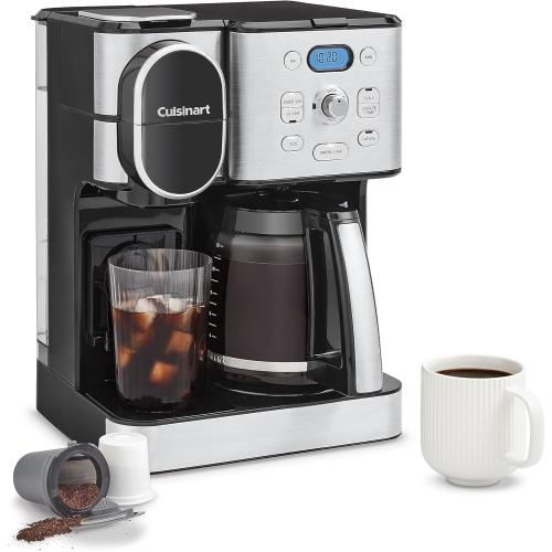 Cuisinart 12-Cup Coffee Maker, Single-Serve Brewer Glass Carafe, Automatic Hot & Iced Coffee Machine, Brew Strength Control and Pause, SS-16, Stainless Steel