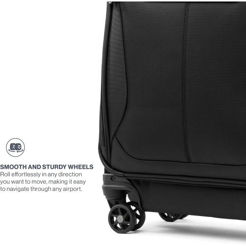 Travelpro Tourlite Softside 25 Expandable Luggage with 4 Spinner Wheels, Lightweight Suitcase, Checked Medium, Black