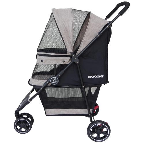 Light Khaki ROODO 3 Wheel Dog Pet Cat Stroller Best Lightweight Foldable Compact Portable Jogger All Terrain Travel Pet Gear Puppy Kitty Stroller for up to 30lbs Medium Small Dogs and Cats(Light Khaki)