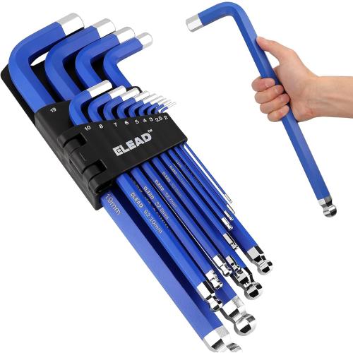 ELEAD Jumbo Hex Key Allen Wrench Set | 13-Piece Metric 2-19mm | Long Ball End Durable S2 | Automotive | Mechanic | Furniture | Professional Grade Tools