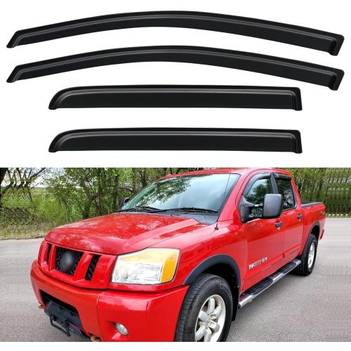 Window Visors Rain Guards Shield for 2004-2015 Nissan Titan Crew Cab, Out-Channel Window Vent Wind Deflectors Visors Shades for 04-15 Nissan Titan Crew