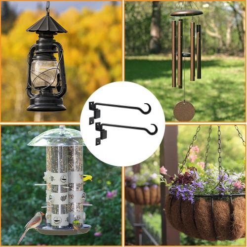 16 inch 2 Pack Swivel Plant Hangers Outdoor Heavy Duty - Black Iron Plant Hanging Hook Bracket for Flowers Baskets Pots Bird Feeder Lanterns Wind Chimes