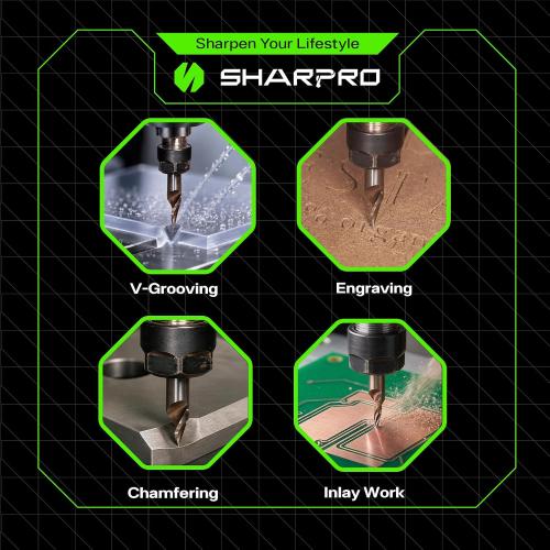 Chamfer Router Bits V Groove O Flute Spiral Router Bit 30 Degree 1/4 Inch Shank CNC Carbide V-bit for Engraving and Chamfering Lettering, Ideal for Wood, Acrylic and PVC