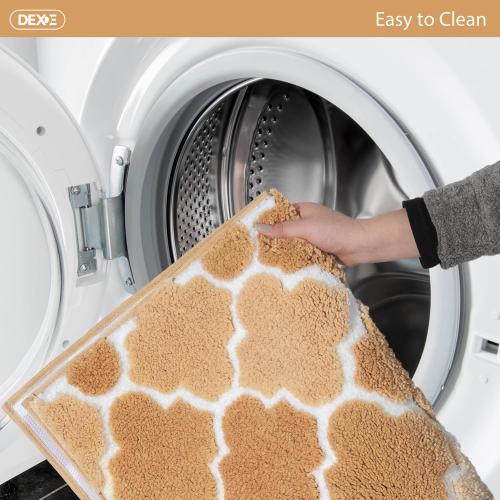 DEXDE Bathroom Rug Runner Non-Slip, Extra Absorbent Shaggy Large Bath Mat, Machine Washable Long Shower Rug for Bathroom Bedroom Hallway, 20 x 47 Beige