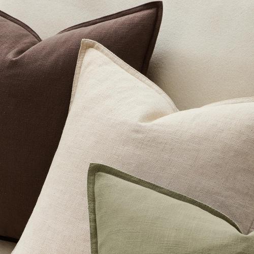 ANRODUO Decorative Linen Euro Pillow Covers 22x22 Natural Beige Pack of 2