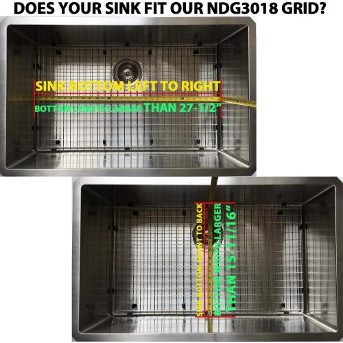 Serene Valley Kitchen Sink Bottom Grid and Sink Protector NDG3018, 304 Premium Stainless Steel, dim 27 1/2 x 15 11/16