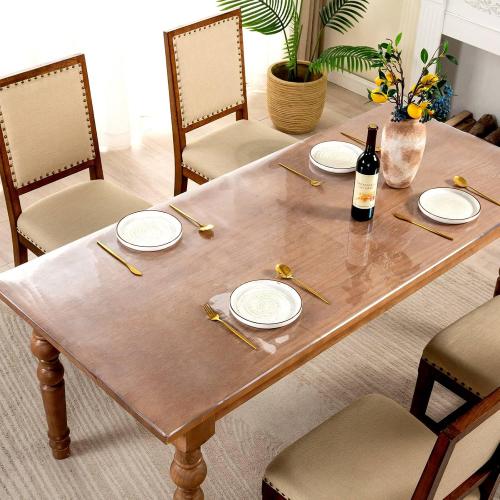 48 x 72 Inch Clear Table Cover Protector, 2mm Thick Clear Table Protector for Dining Room Table, Plastic Table Cover, Waterproof Table Pad for Kitchen, Office