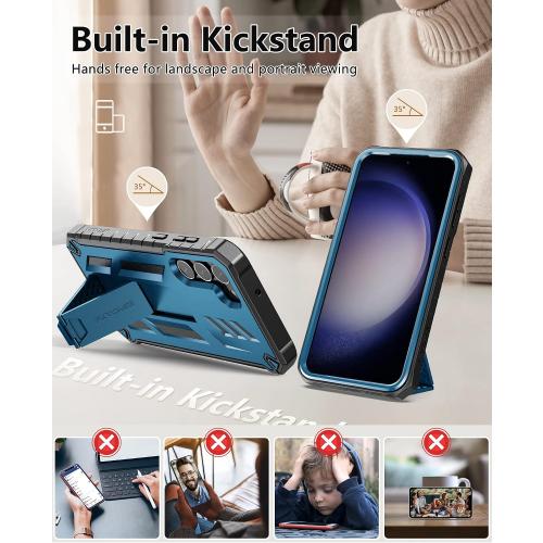 FNTCASE for Samsung-Galaxy S23 Plus Case, Built-in Screen Protector Blue