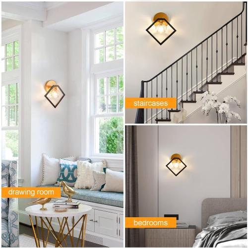 Set of 2 Color Black and Gold  Crystal Wall Sconce Lighting Set of 2, 1-Light K9 Crystal Gold&Black Modern Vanity Lights Wall Lamp, Bathroom Light Fixtures for Mirror Kitchen Living Room Bedroom Hallway Cabinet Porch