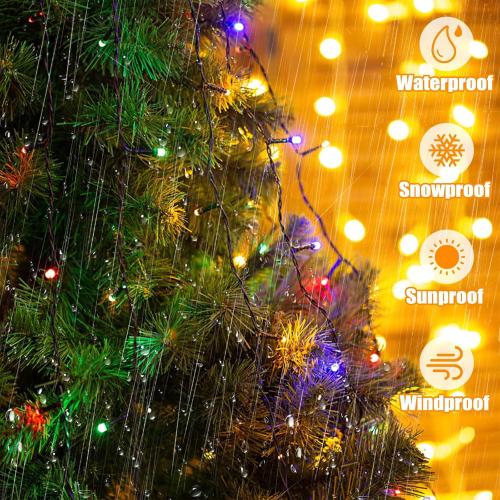 LitHome 100 LED Solar Christmas String Lights Outdoor, 33FT 34Colors Changing Solar/USB String Lights Waterproof with Remote, 102 Modes Easter Light for Xmas Tree Party Holiday Valentine's Day Decor