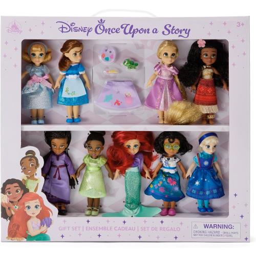 Disney Store Official Once Upon a Story Collection Mini Doll Gift Set - 9 Collectible Disney Princess Dolls: Cinderella, Ariel, Belle, Tiana, Rapunzel, Elsa, Moana, Mirabel & Asha - 5 Inch Mini Toys