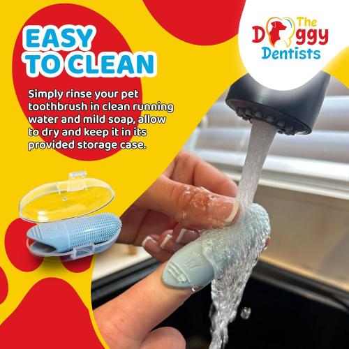 Dog Toothbrush Cat Puppy Finger Toothbrush | Pack of 2 with Storage Cases | Remove Plaque & Tartar Fights Bad Breath | 360° Bristles | Cat Dog Teeth Cleaning Products