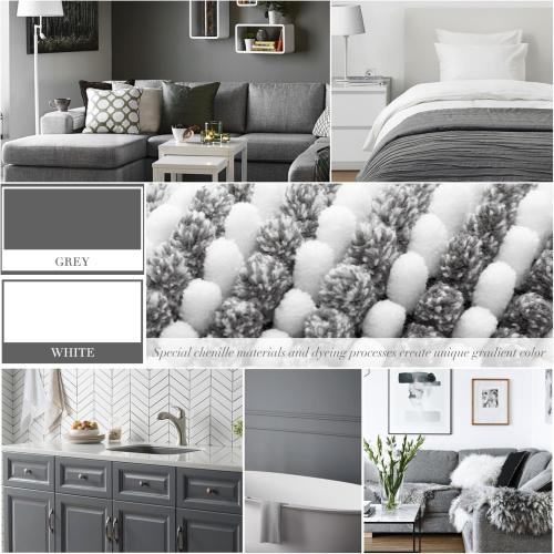 BSICPRO Bathroom Rugs and Mats Sets, 2 Piece Thick Absorbent Chenille Non Slip, Soft Shaggy Floor Mats, Machine Washable (20 x 47 Plus 16 x 24, Gray)