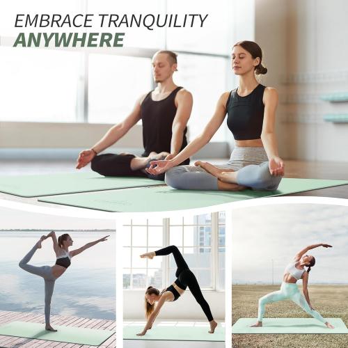 CAMBIVO Yoga Mat for Women Men Kids, 1/3 & 1/4 & 2/5 Inch Extra Thick Yoga Mat Non Slip, 72 x 24 TPE Yoga Mats, Workout Mat with Carrying Strap for Yoga, Pilates and Floor Exercises