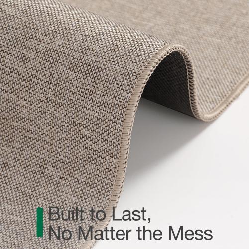 LUMI Ultra Thin Door Mat for Entryway, 24x36 Low Profile Non Slip Rubber Backing Indoor Doormat, Easy Clean Welcome Entrance Mat for Inside House, Patio, Khaki