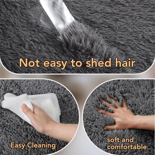 Fluffy Fuzzy Area Rug for Bedroom: Ultra Soft Grey Plush Throw Rug - 4x6