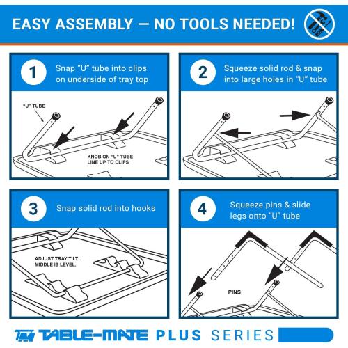 Table-Mate TV Tray Table | Portable Desk Folding Dinner Tray, Couch Table Trays for Eating Snack Food, Portable Laptop Desk, Bed Trays for Eating | Adjustable TV Trays with 3 Angles and Cup Holder