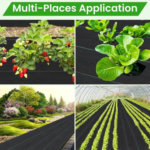 Rintea 4FTX300FT Weed Barrier Fabric, 3.2oz Landscape Fabric, Durable Weed Barrier Fabric Heavy Duty with 20 U-Shaped Securing Pegs for Landscaping Weed Blocker Garden Bed Cover, Commercial Driveway