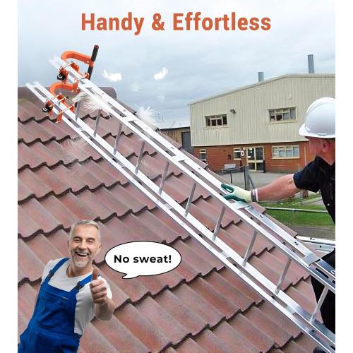 2 Pack Heavy Duty Steel Ladder Hooks for Roof with Wheel & Rubber Grip T-Bar - 500 lbs Weight Capacity, Compatible with Little Giant, Extension Ladders, Easy Access Steep Roofs