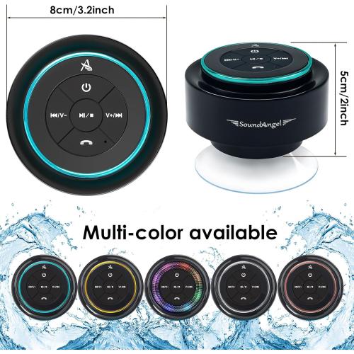 XLEADER, Upgraded, Pro Shower Speaker, Certified IPX7 Waterproof Bluetooth Speaker, with Suction Cup, Silicone Lanyard, 8W Crystal Sound&Rich Bass, 15H Playtime, Ideal Gifts - SoundAngel Mate(2 Gen)
